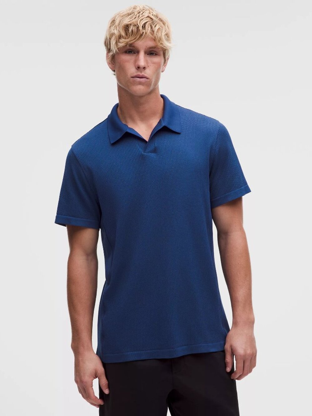 Textured Seamless Polo Shirt - True Navy/Clubhouse Blue